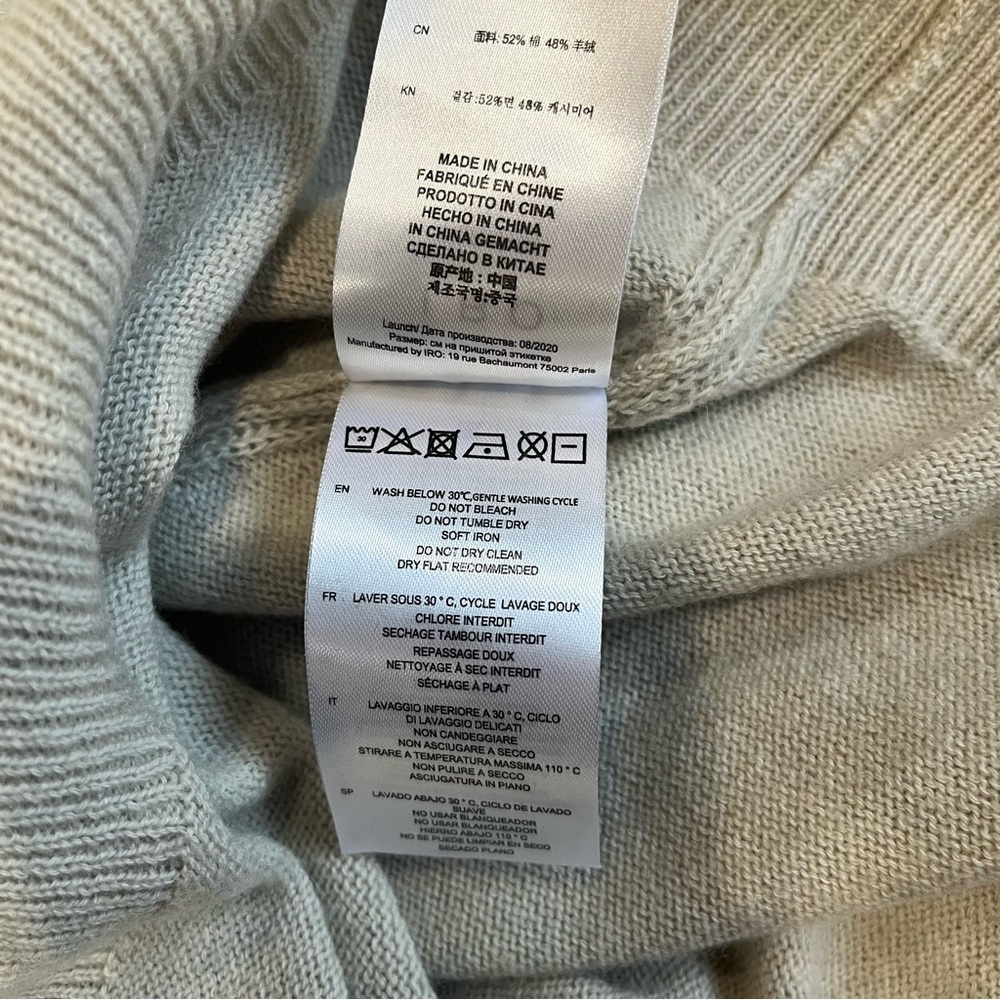 IRO Paris Toritha Sweater V-neck Cashmere Cotton Blend Medium- oversized cropped - Picture 8 of 8